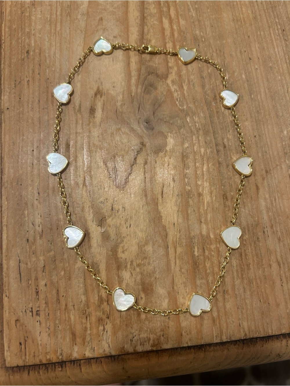 Asha By Ashley McCormick Gold Chain Necklace with White Heart Accents
